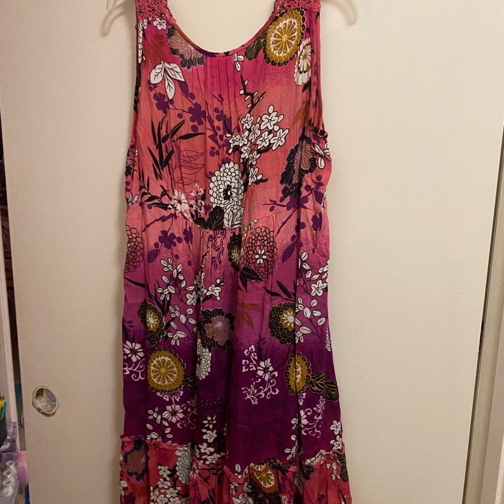 Forbidden Womens Pink Floral Dress L Large Boho Artsy Festival Beach Bohemian - Picture 6 of 6